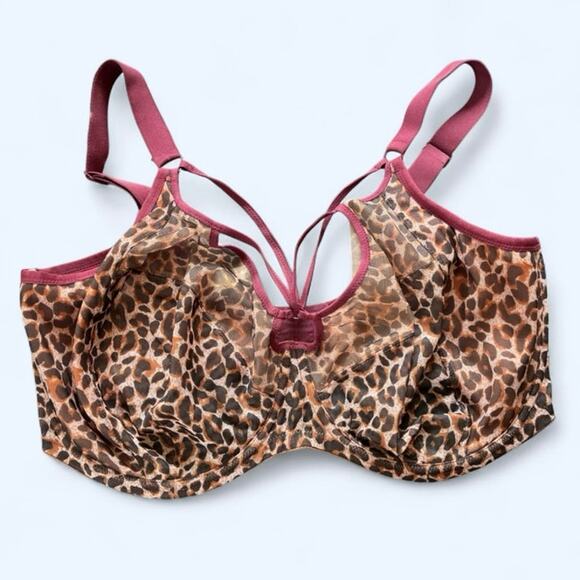 EUC Elomi EL4352LET sachi plunge bra leopard print size 38HH UK - Picture 1 of 4